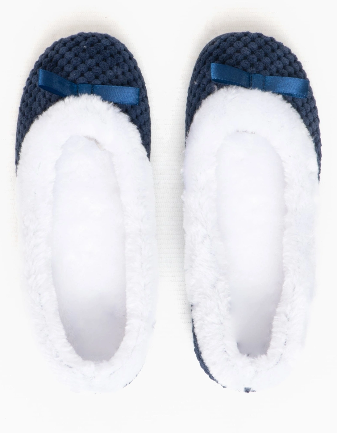 CARA Womens Knit Slippers Navy