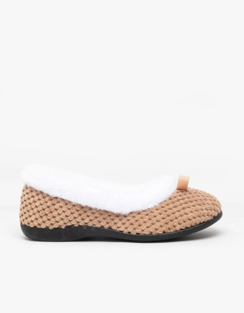 CARA Womens Knit Slippers Taupe