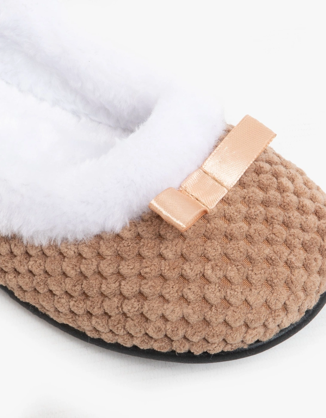 CARA Womens Knit Slippers Taupe