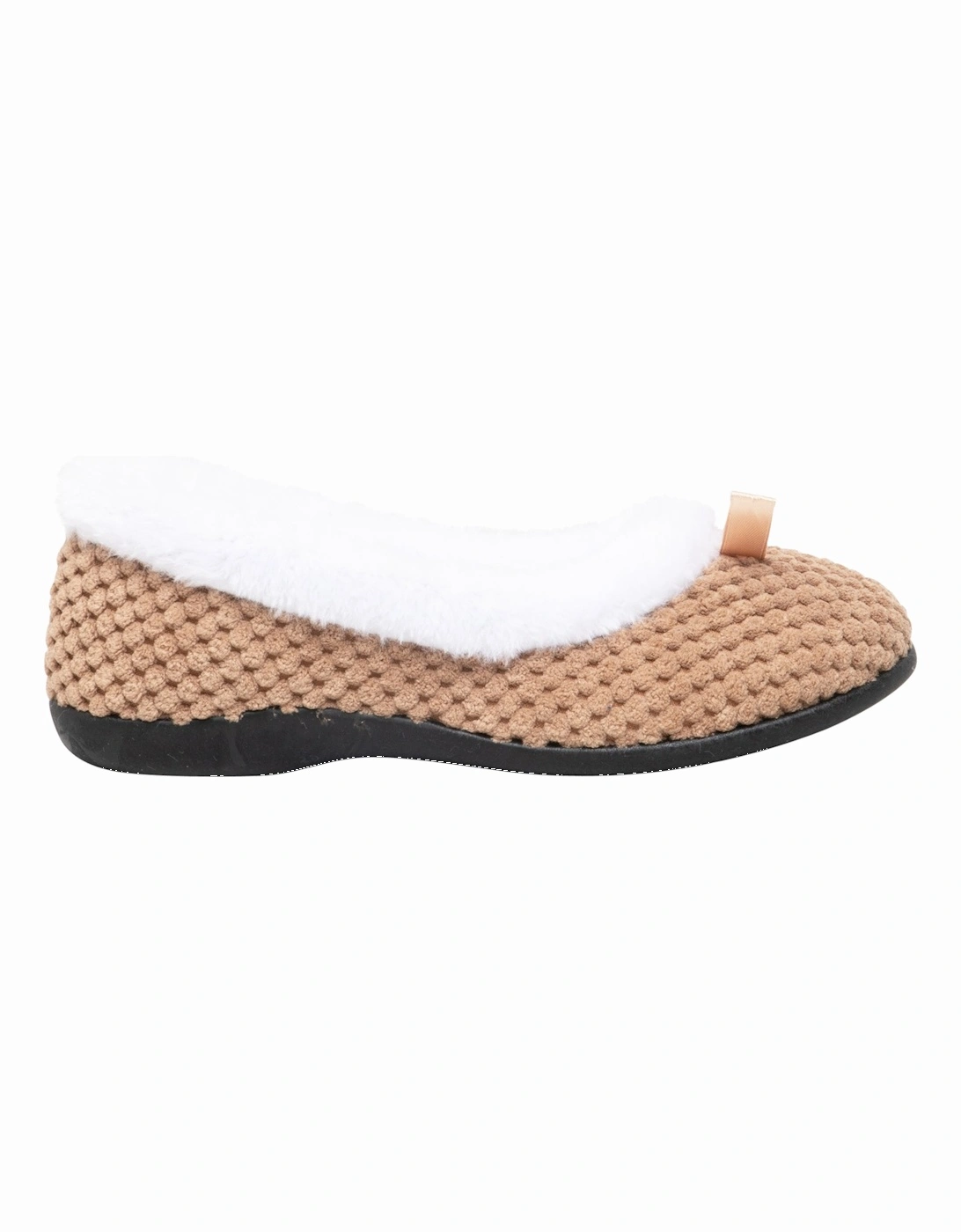 CARA Womens Knit Slippers Taupe