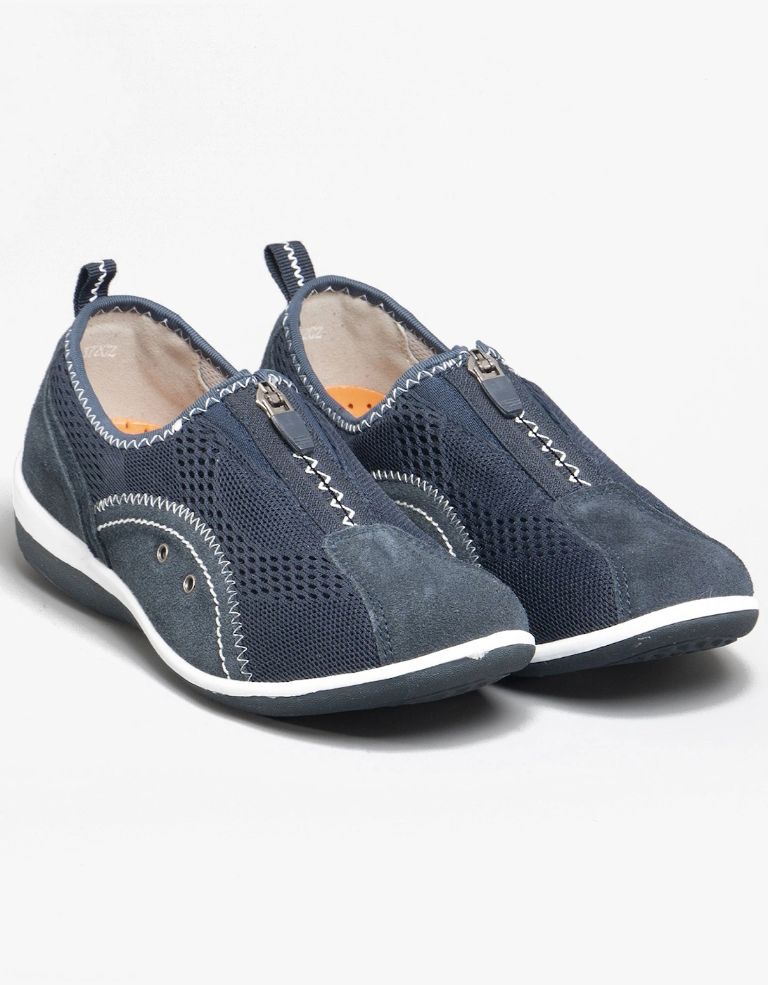 KIMBERLEY Womens Centre Zip Mesh Leisure Shoes Navy