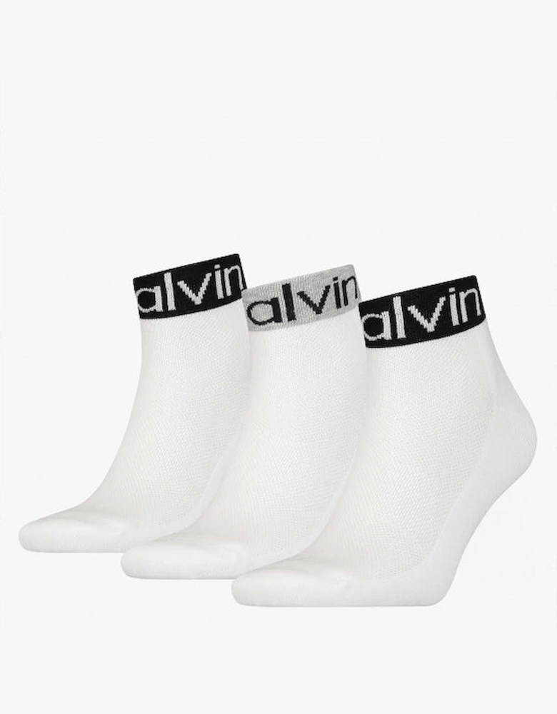 3 Pack Logo Mens Ankle Socks White