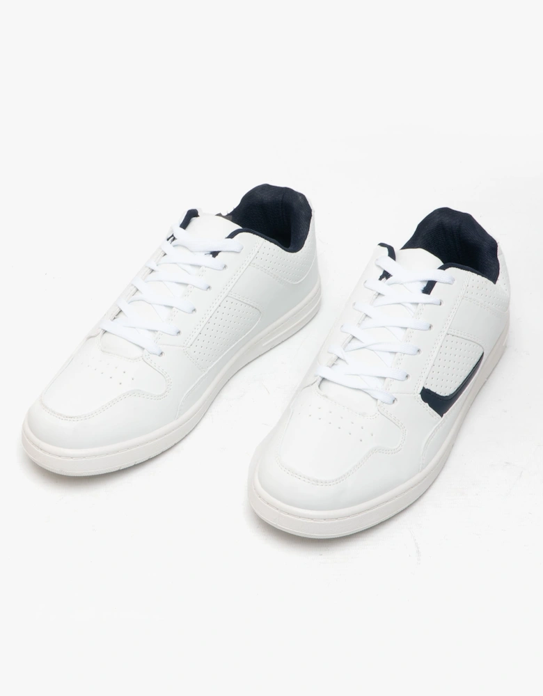 EUSTON Mens Lace Up Trainers White/Navy Blue