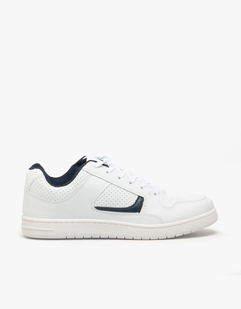 EUSTON Mens Lace Up Trainers White/Navy Blue