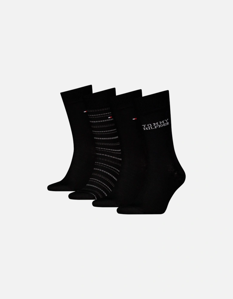 4 Pack Giftboxed Classic Mens Crew Socks Black