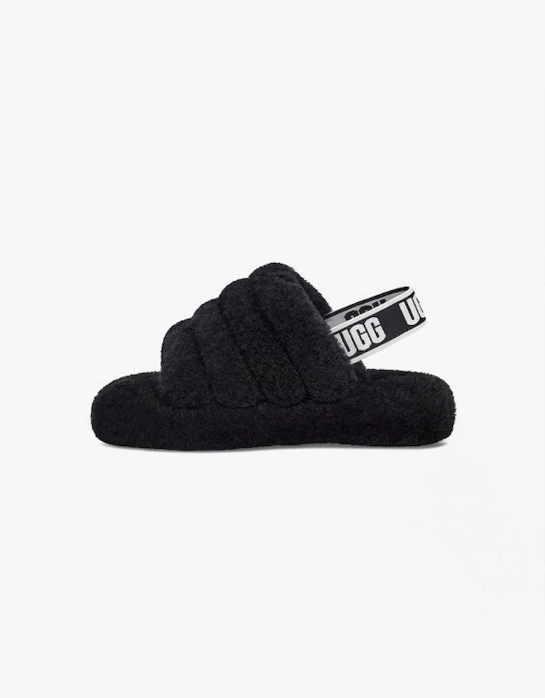 SLIDE Girls Sheepskin Slippers Black