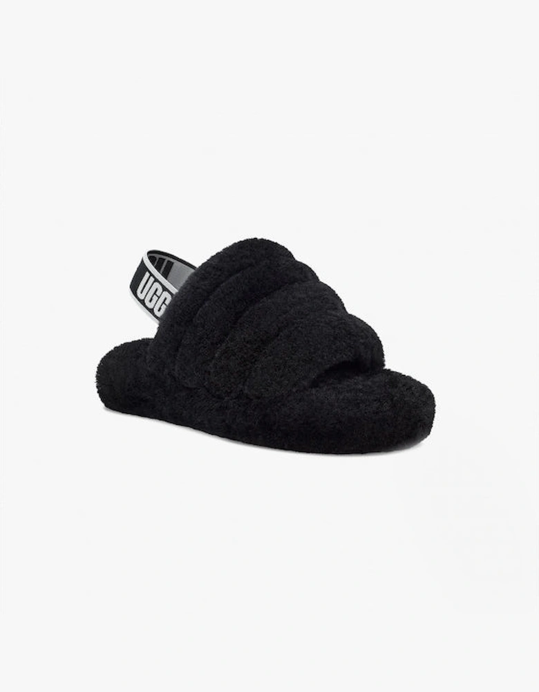 SLIDE Girls Sheepskin Slippers Black