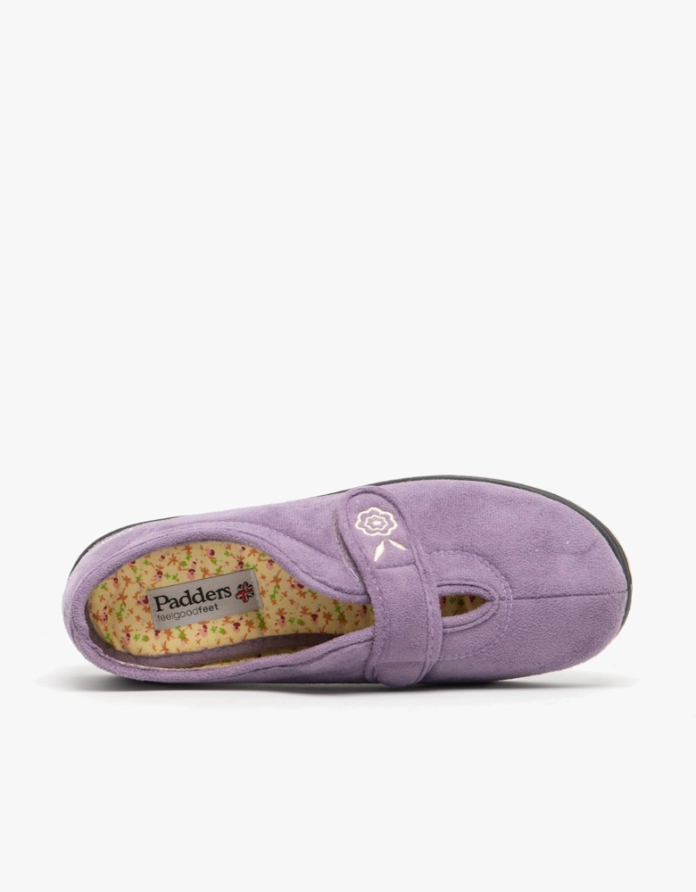 CAMILLA Womens (EE Fit) Touch Fasten Slippers Lavender
