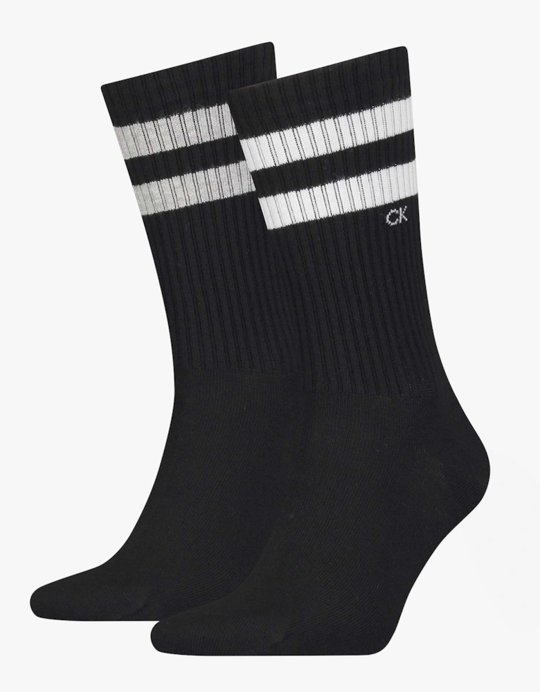 2 Pack Mens Crew Trainer Socks Black