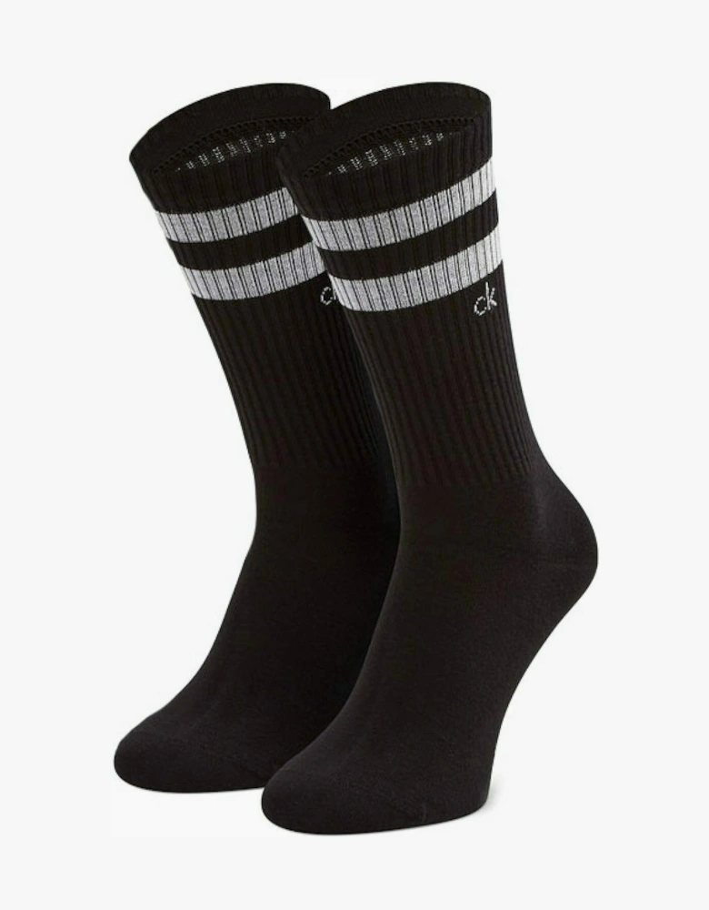 2 Pack Mens Crew Trainer Socks Black