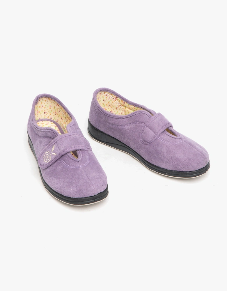 CAMILLA Womens (EE Fit) Touch Fasten Slippers Lavender