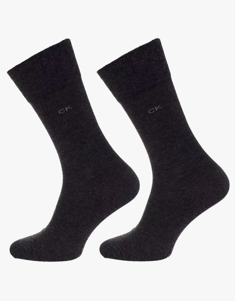 2 Pack Mens Crew Classic Socks Grey