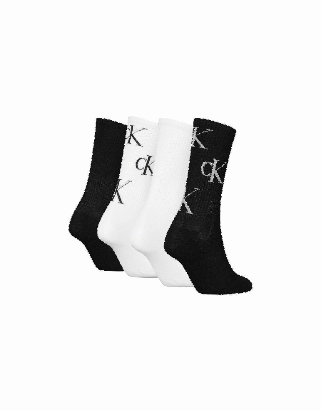 4 Pack Giftboxed Trainer Womens Crew Socks Black/White