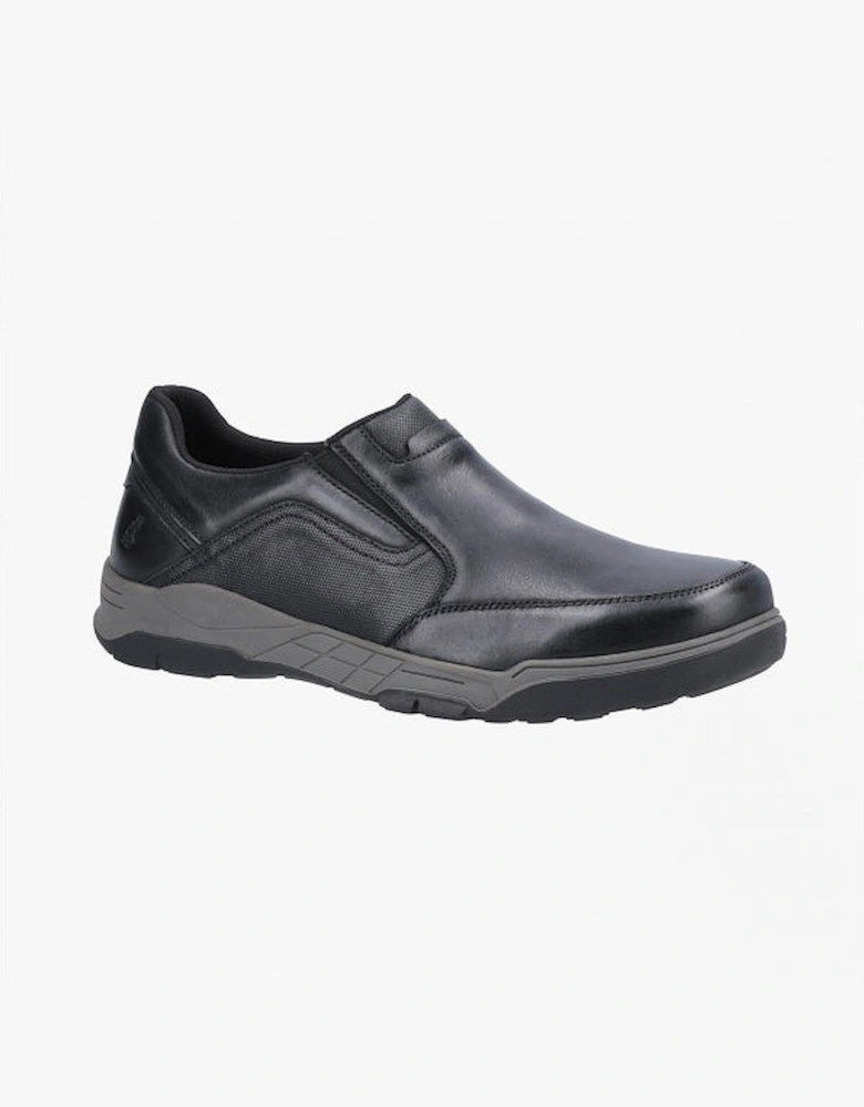 FLETCHER Mens Leather Slip-On Shoes Black