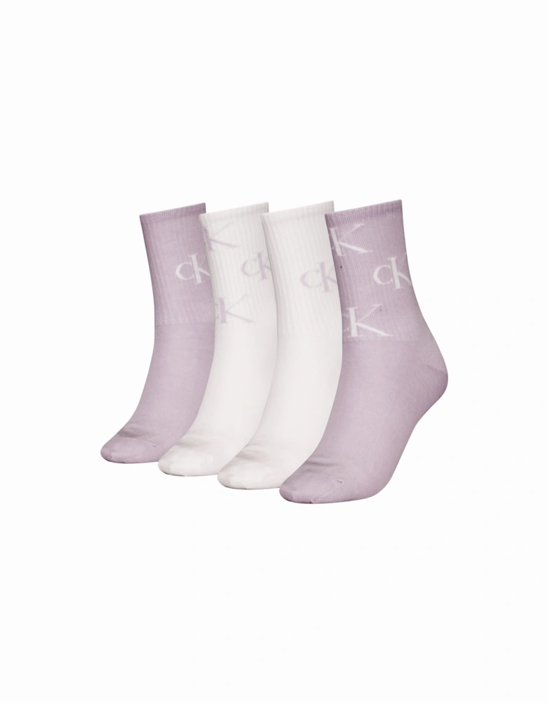 4 Pack Giftboxed Trainer Womens Crew Socks Lilac Combo