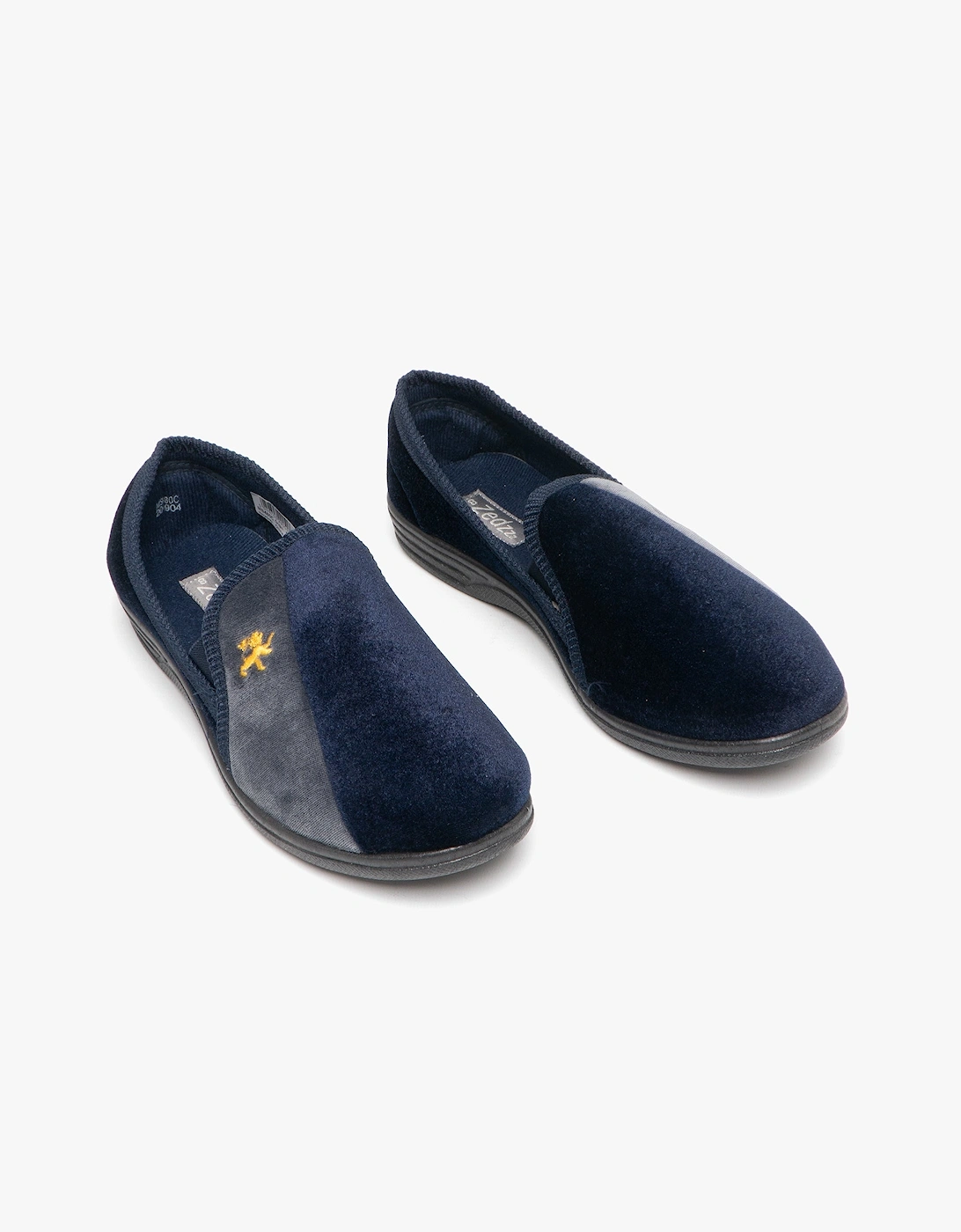 AARON Mens Full Slippers Navy/Grey