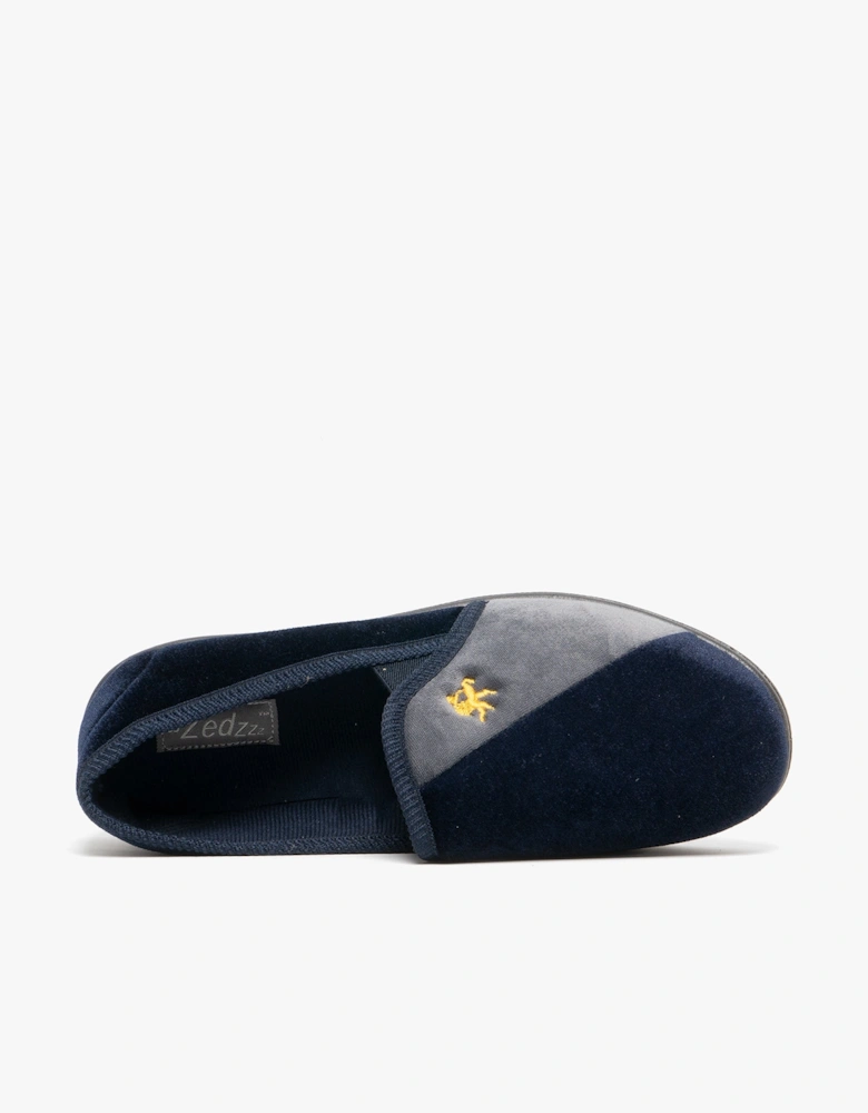 AARON Mens Full Slippers Navy/Grey