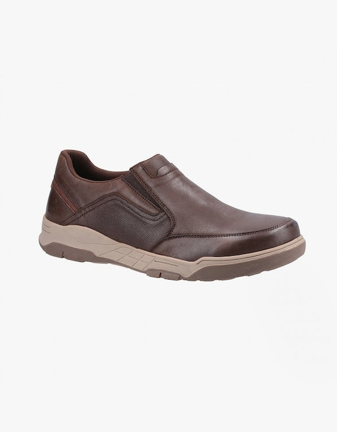 FLETCHER Mens Leather Slip-On Shoes Brown