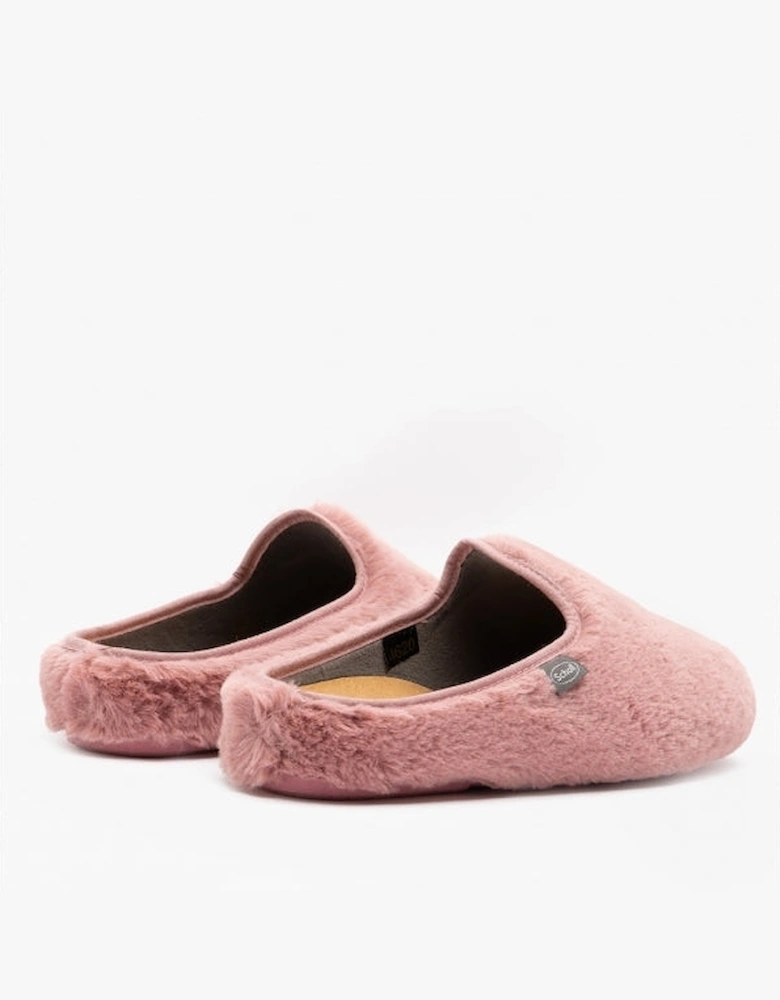 MADDY Womens Faux Fur Mule Slippers Rose