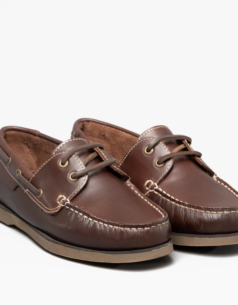 HENRY Mens Leather Deck Shoes Brown