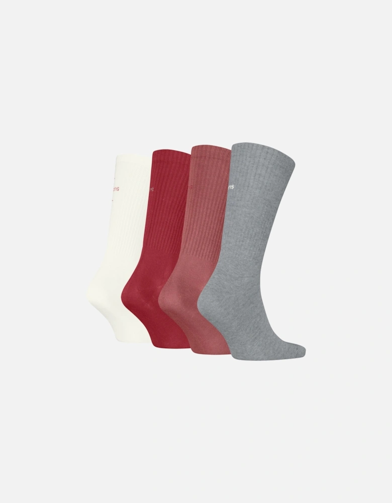 4 Pack Giftboxed Trainer Mens Crew Socks Red Combo