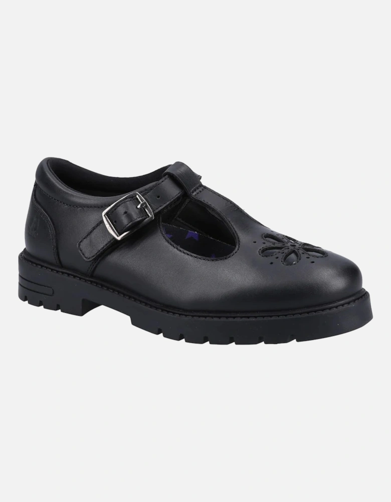 FIONA Girls Leather School Shoes Black