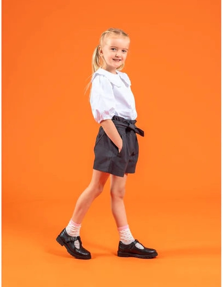 FIONA Girls Leather School Shoes Black