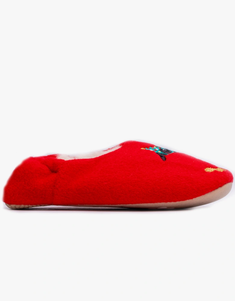 SLIPPET Girls Textile Mule Slippers Christmas Dog