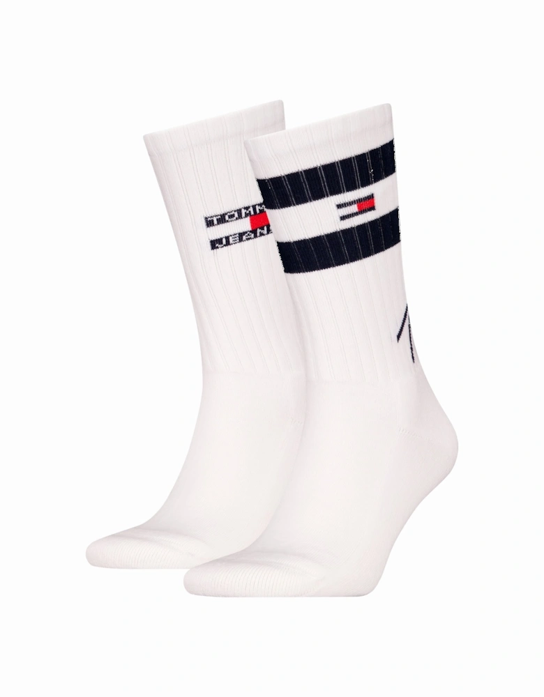 2 Pack Trainer Signature Mens Crew Socks White