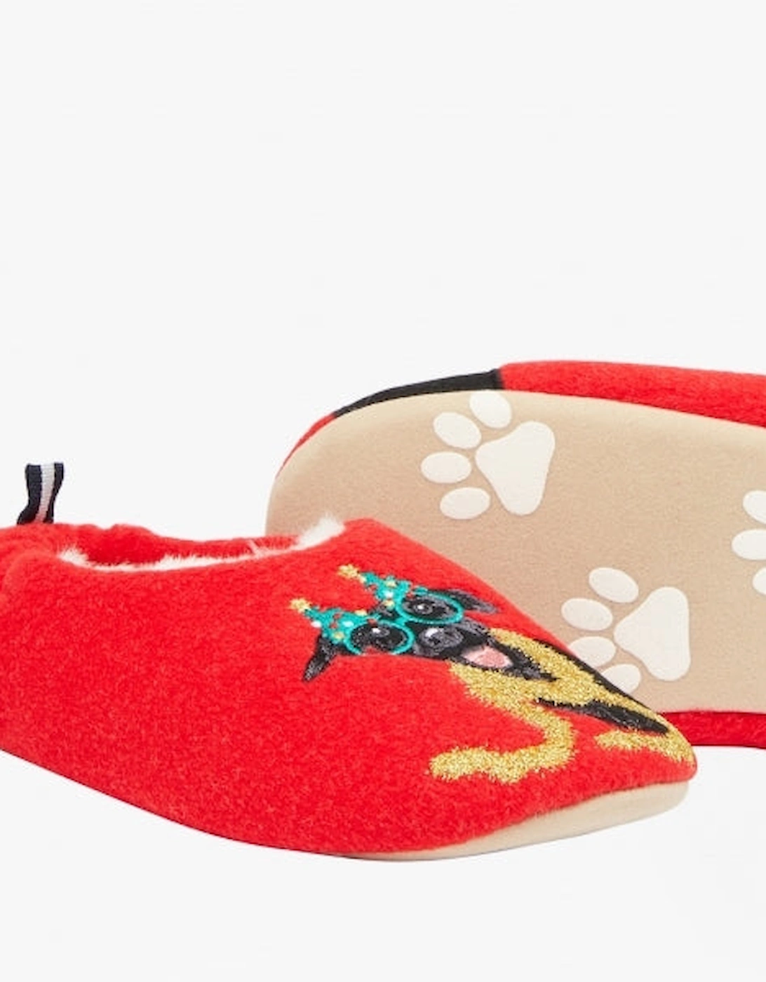 SLIPPET Girls Textile Mule Slippers Christmas Dog