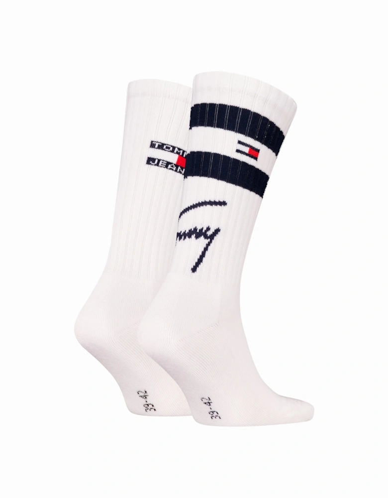 2 Pack Trainer Signature Mens Crew Socks White