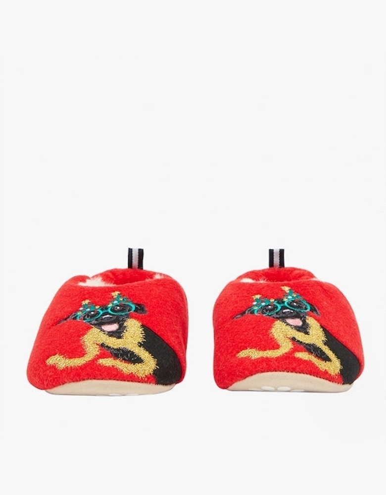 SLIPPET Girls Textile Mule Slippers Christmas Dog