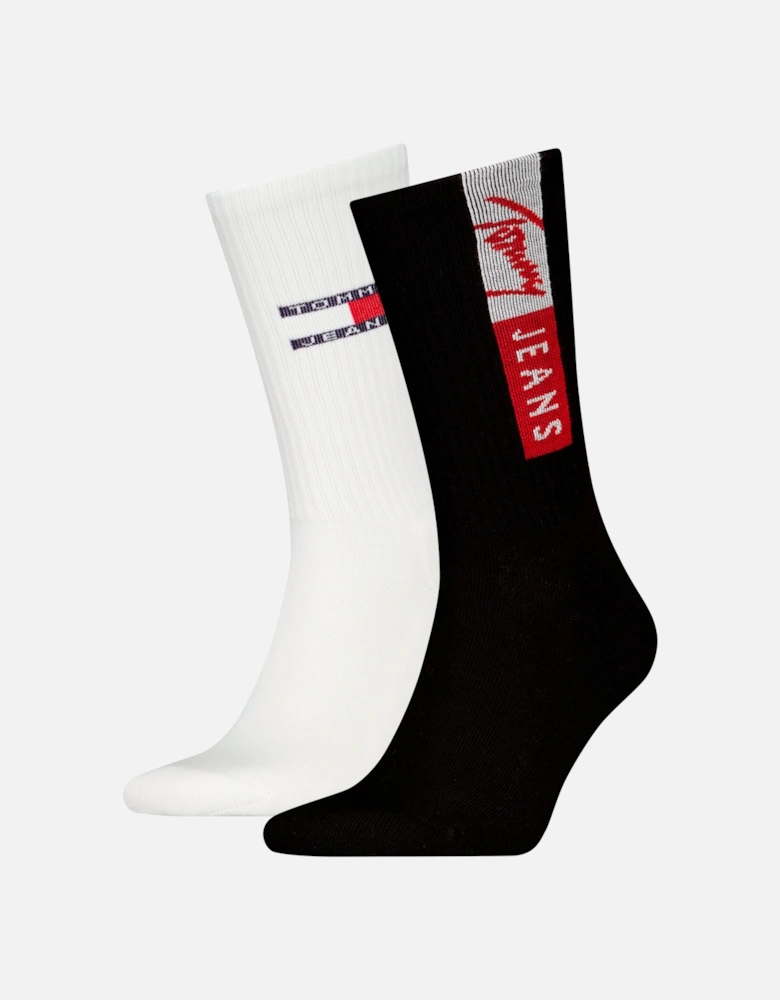 2 Pack Flag Trainer Mens Crew Socks Black