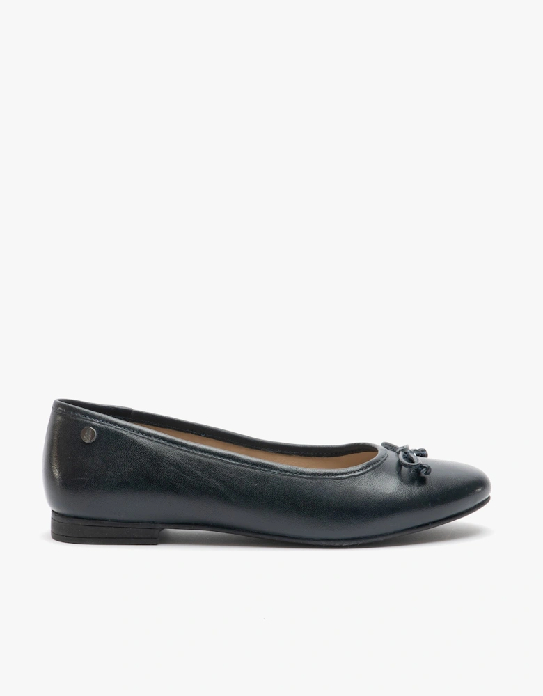 NAOMI Womens Leather Ballerina Pumps Navy