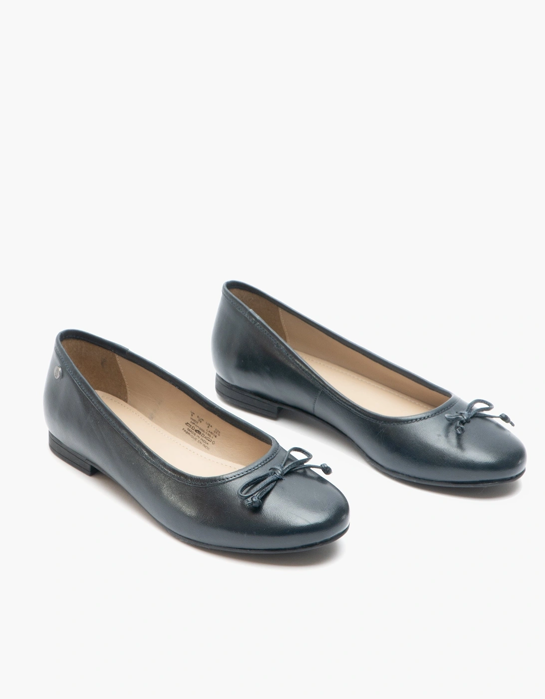 NAOMI Womens Leather Ballerina Pumps Navy