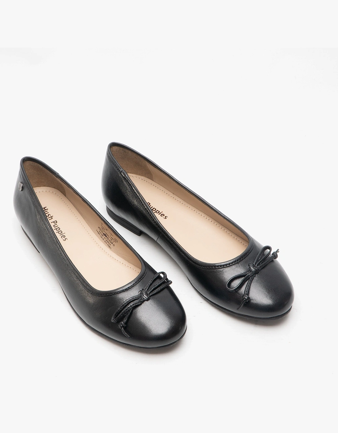 NAOMI Womens Leather Ballerina Pumps Black