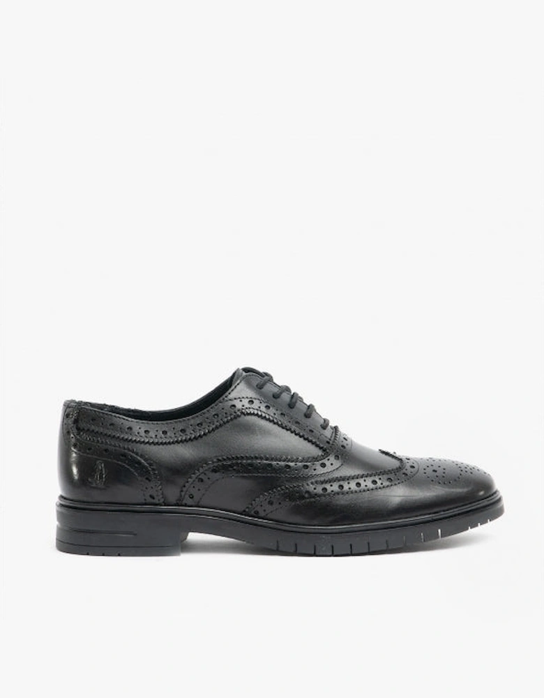 SANTIAGO Mens Leather Oxford Brogue Shoes Black