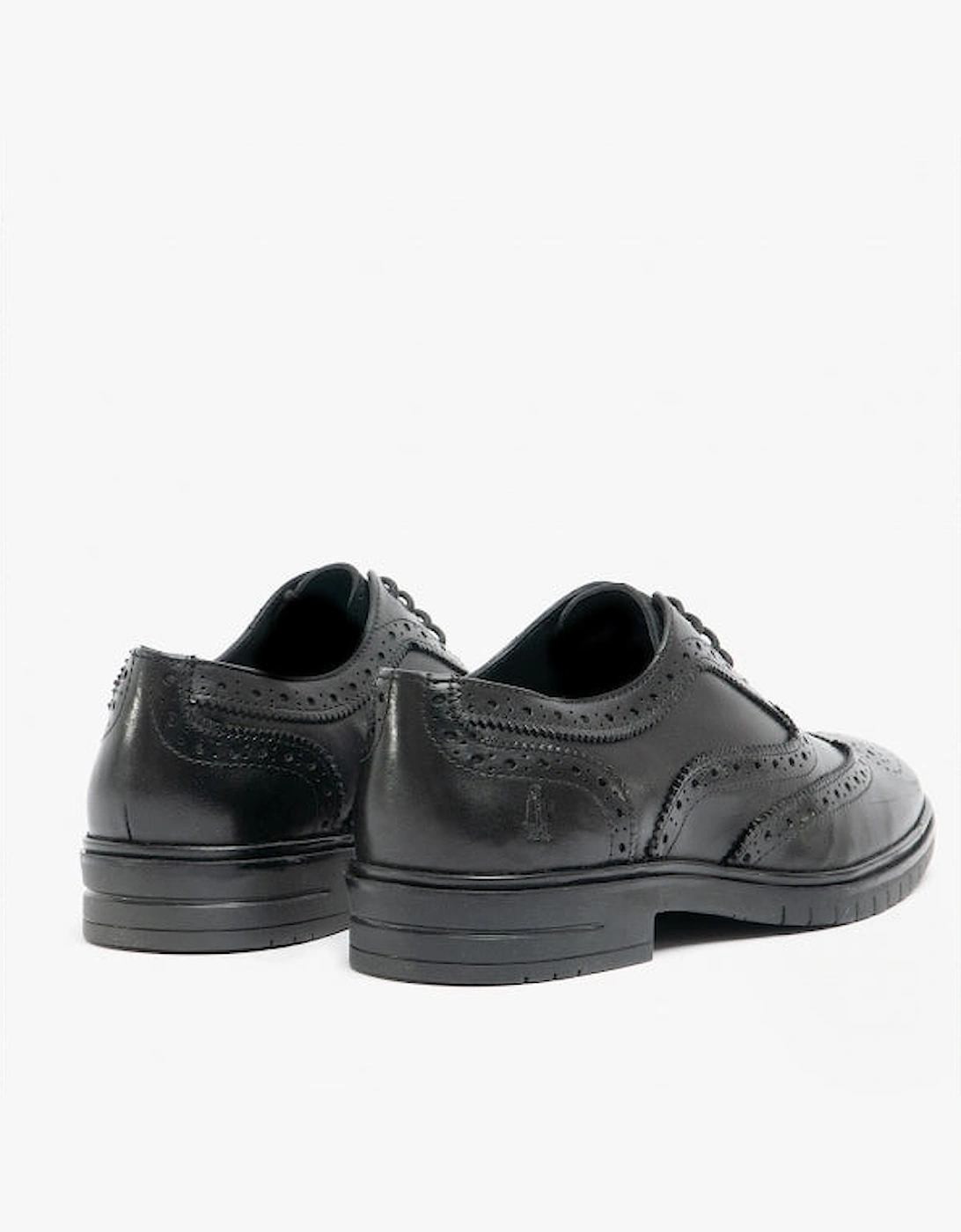 SANTIAGO Mens Leather Oxford Brogue Shoes Black