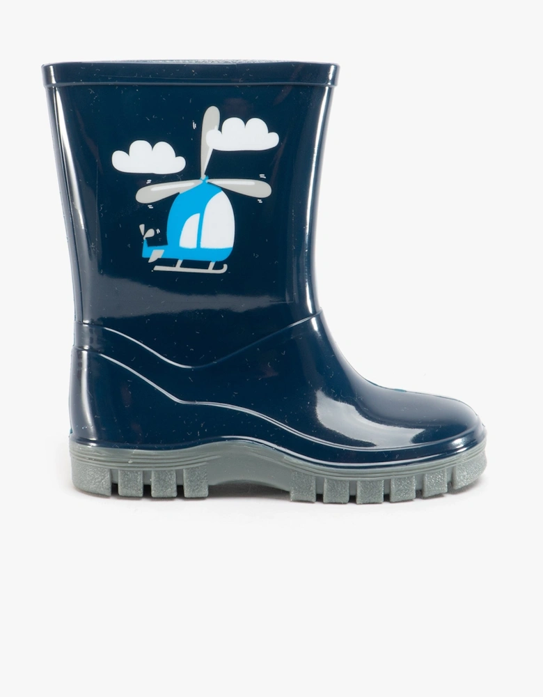 Stormwells Boys Helicopter Wellies Blue