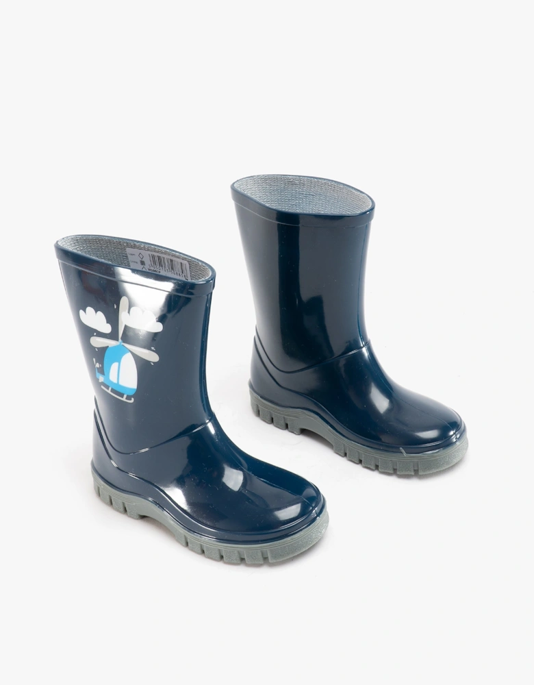 Stormwells Boys Helicopter Wellies Blue