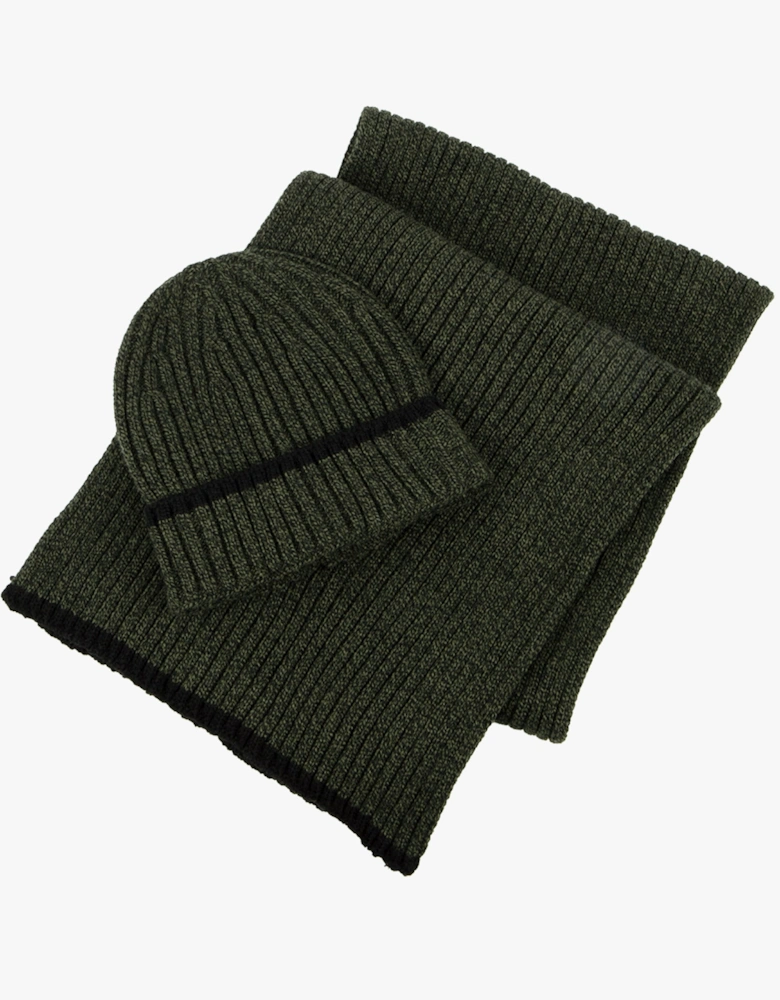 Hat & Scarf Set Mens Khaki