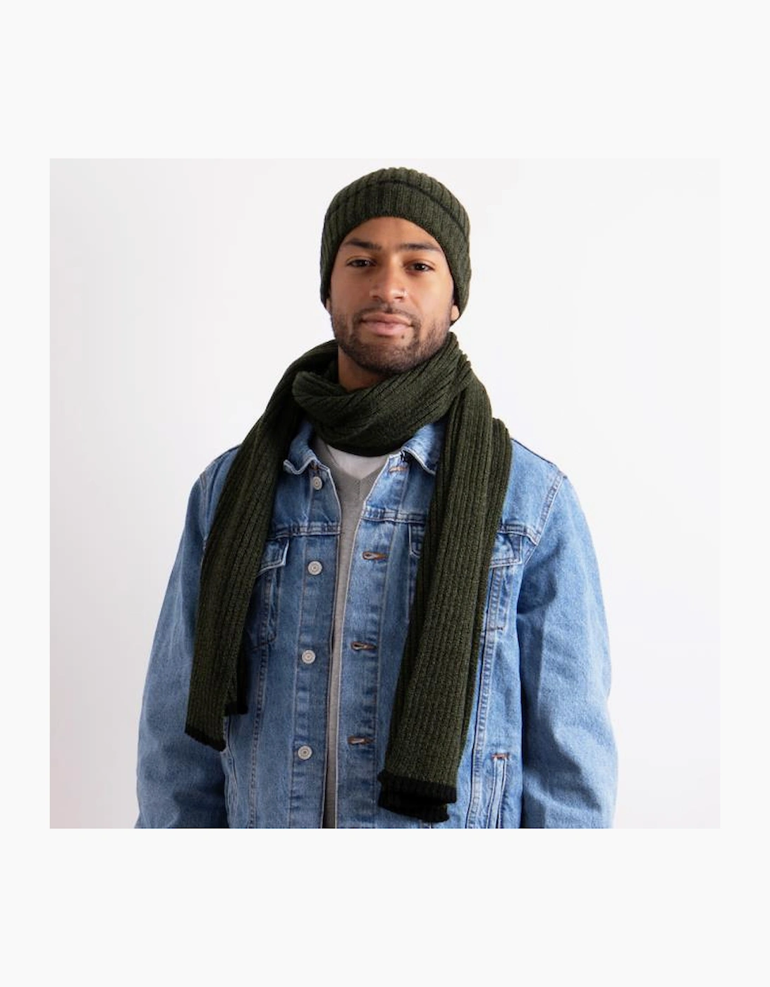 Totes Totes Men's Hat & Scarf Set Mens Khaki - Green