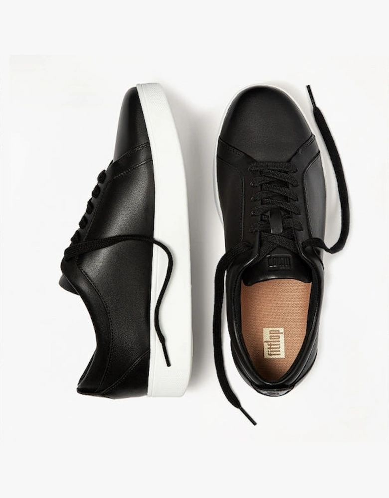 RALLY Womens Leather Trainers Black/White