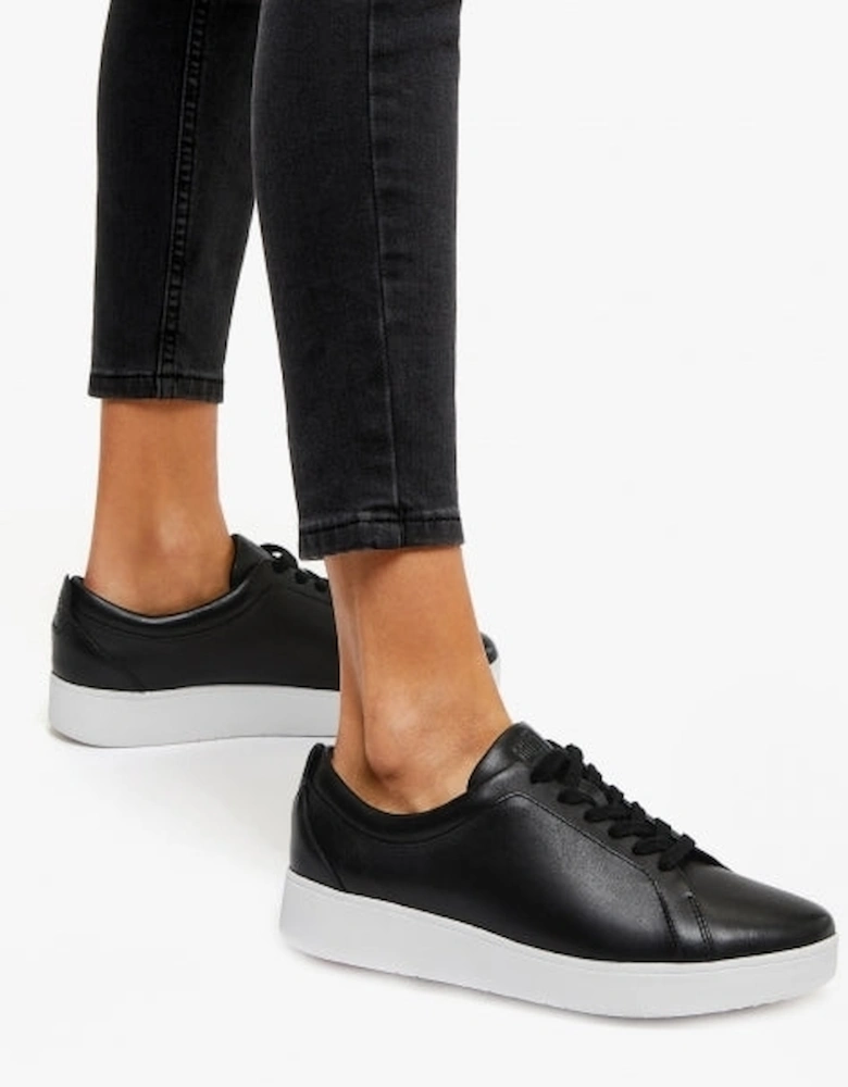 RALLY Womens Leather Trainers Black/White