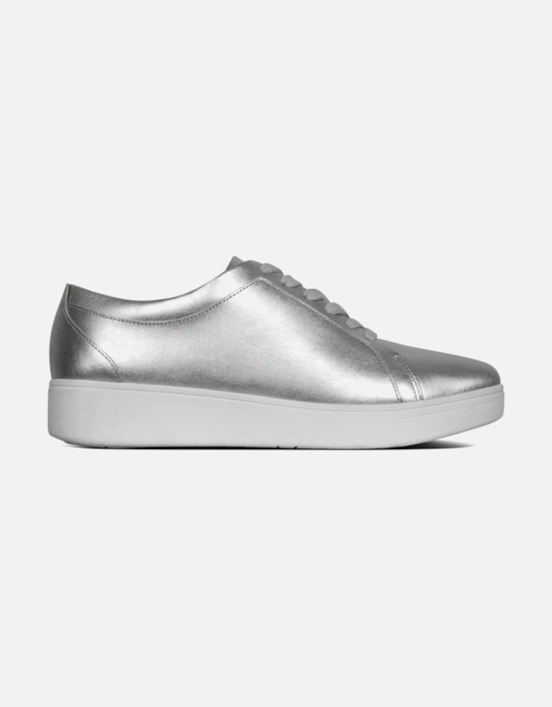 RALLY Womens Leather Trainers Silver