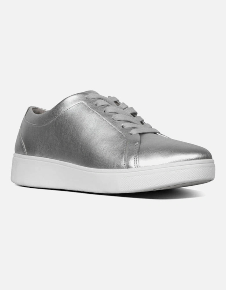 RALLY Womens Leather Trainers Silver