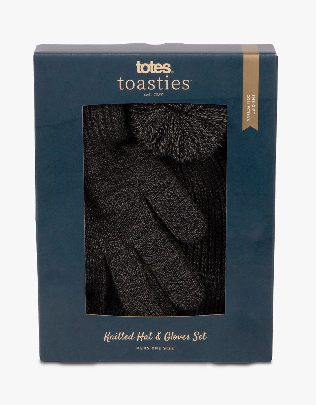 Hat & Glove Set Mens Black / Grey