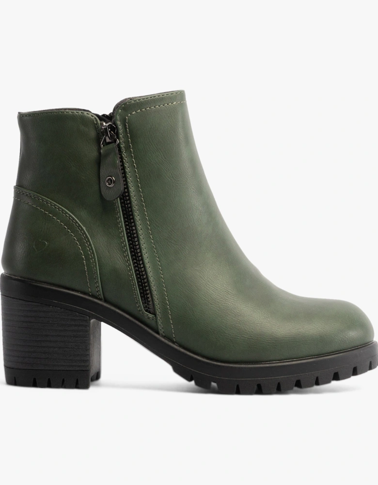 LARKIN Womens Ankle Zip Boots Forest