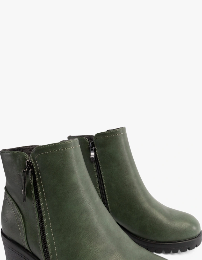 LARKIN Womens Ankle Zip Boots Forest