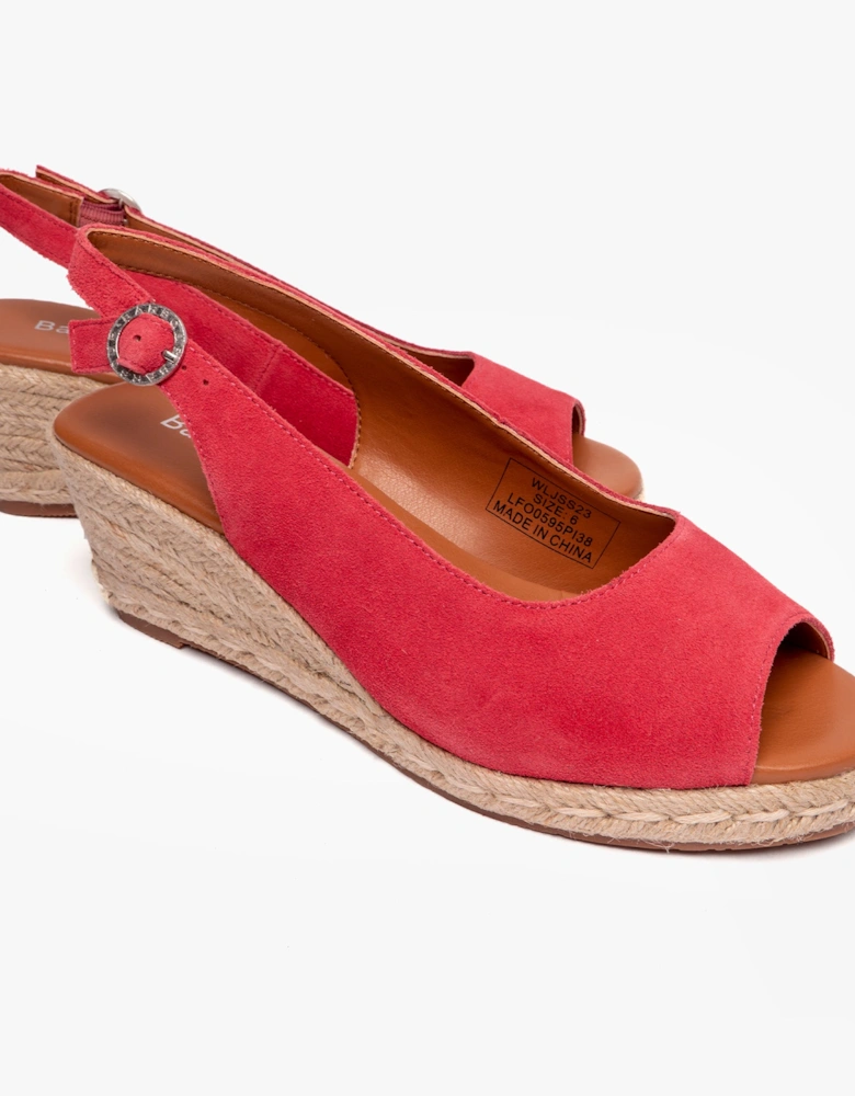 NADIA Womens Espadrille Wedges Coral